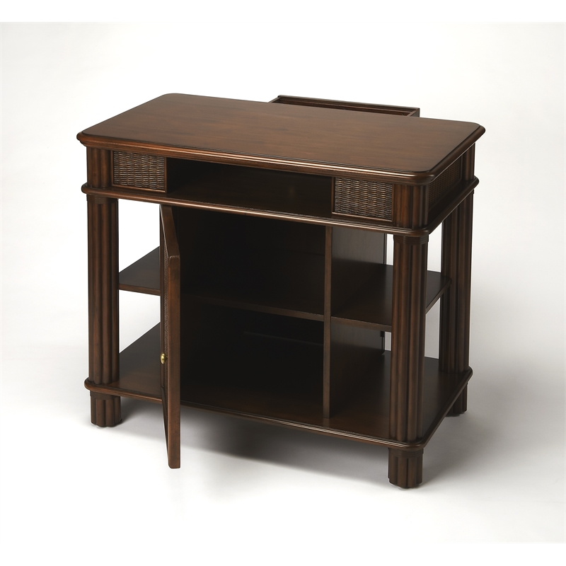 Beaumont Lane Modern Traditional Rattan Kitchen Island in Brown