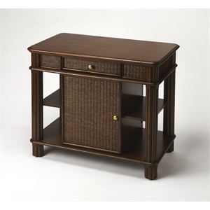 Beaumont Lane Modern Traditional Rattan Kitchen Island in Brown