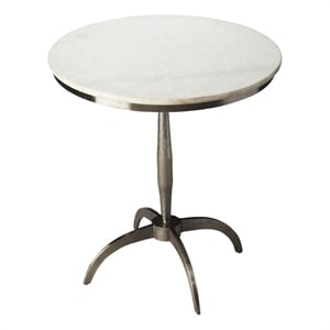 Beaumont Lane Transitional Marble And Metal Accent Table in Off White