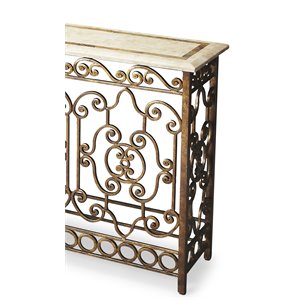 Beaumont Lane Traditional Iron And Fossil Stone Console Table