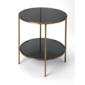 Beaumont Lane Contemporary Iron And Glass End Table in Black