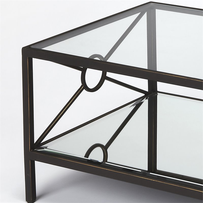 Beaumont Lane Modern Transitional Metal and Mirror Coffee Table
