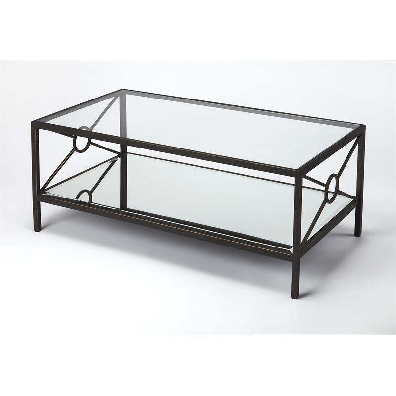 Beaumont Lane Modern Transitional Metal and Mirror Coffee Table