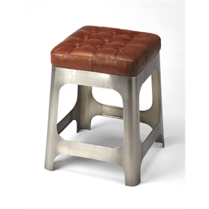 Beaumont Lane Contemporary Iron And Leather Counter Stool in Brown
