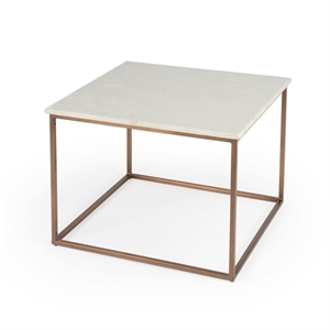 Beaumont Lane Contemporary Marble And Metal Coffee Table in White