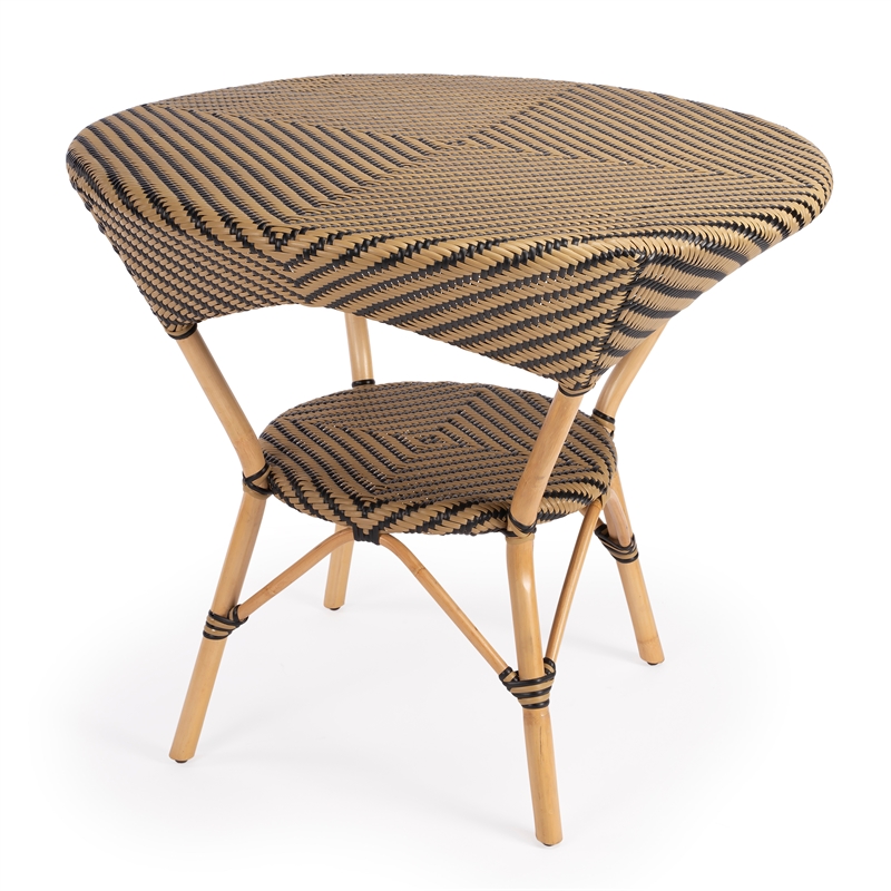 Beaumont Lane Traditional Brown and Beige Rattan Dining Table