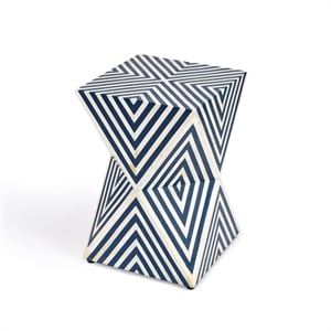 Beaumont Lane Contemporary Blue And White Bone Inlay End Table