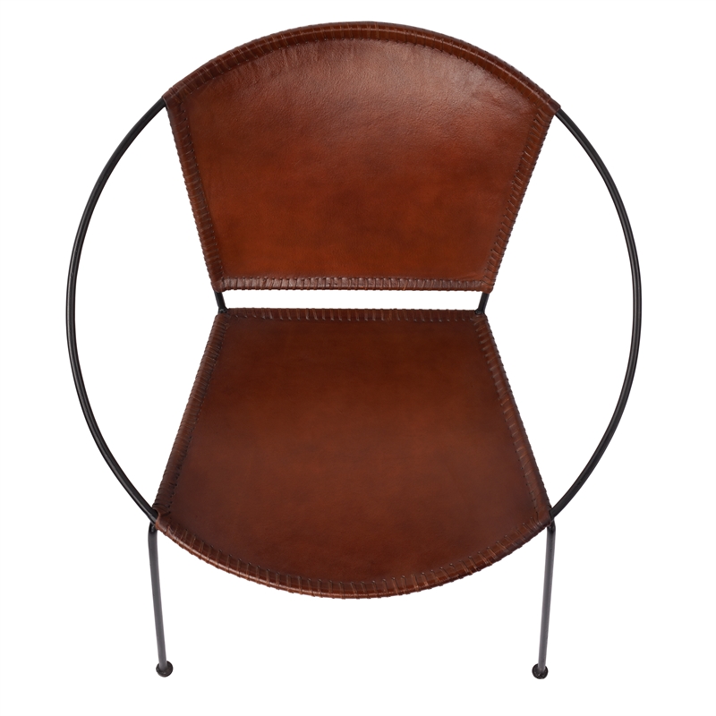 Beaumont Lane Contemporary Brown Leather Accent Chair in Brown