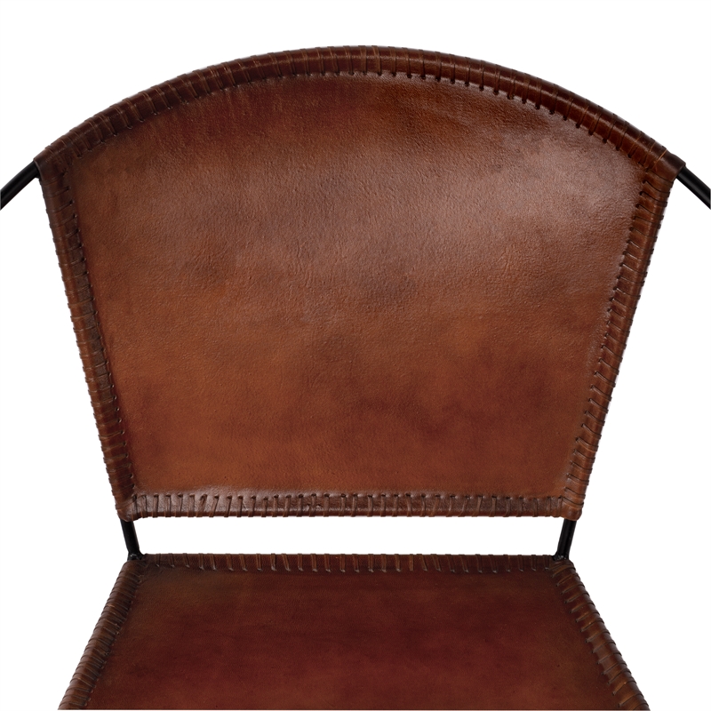Beaumont Lane Contemporary Brown Leather Accent Chair in Brown