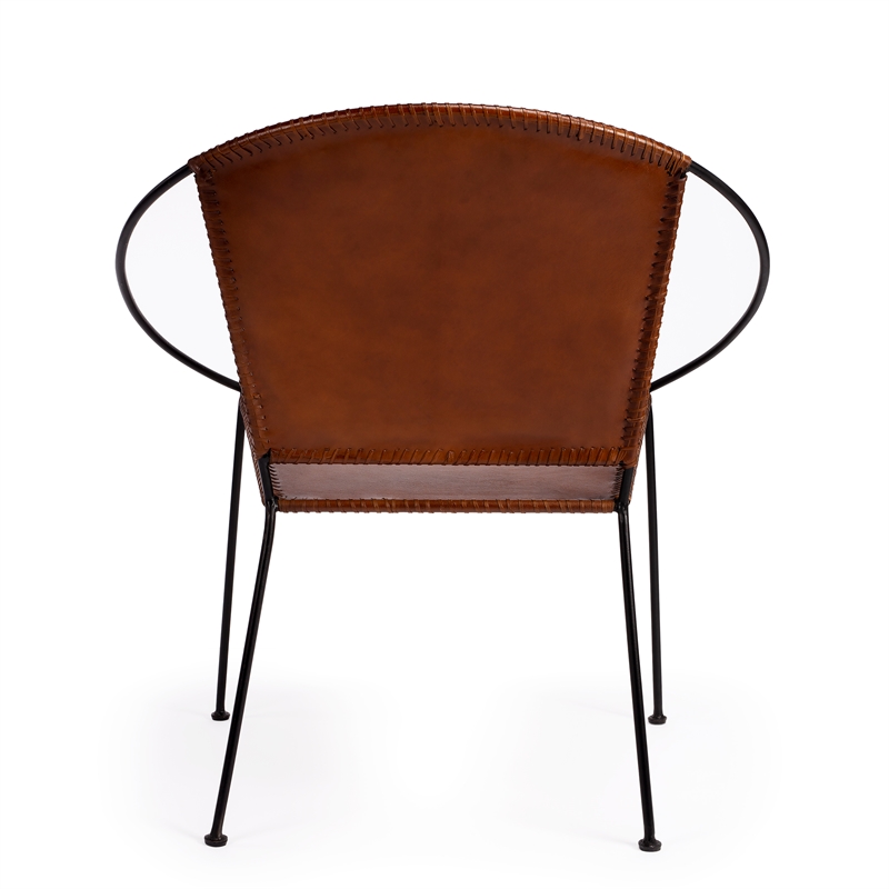 Beaumont Lane Contemporary Brown Leather Accent Chair in Brown