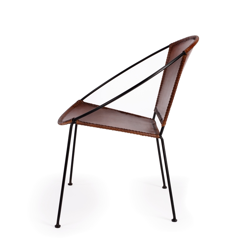 Beaumont Lane Contemporary Brown Leather Accent Chair in Brown