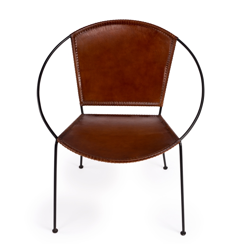 Beaumont Lane Contemporary Brown Leather Accent Chair in Brown