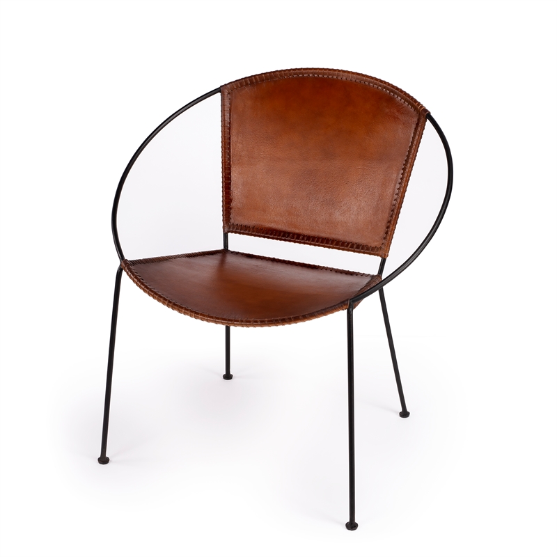 Beaumont Lane Contemporary Brown Leather Accent Chair in Brown