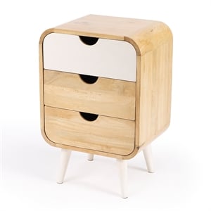 Beaumont Lane Mid-Century Beige Mango Wood Modern End Table With Storage