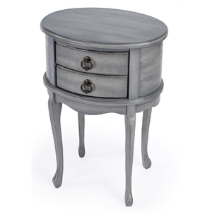 Beaumont Lane Traditional Engineered Wood Powder Gray Oval Side Table