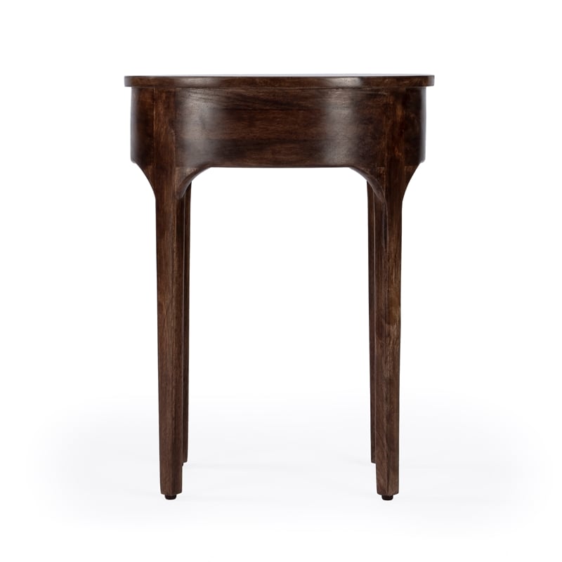 Beaumont Lane Mid-Century Transitional Mango Wood End Table In Dark Brown