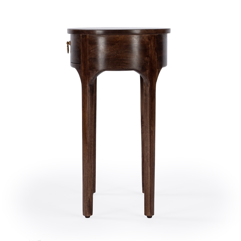 Beaumont Lane Mid-Century Transitional Mango Wood End Table In Dark Brown