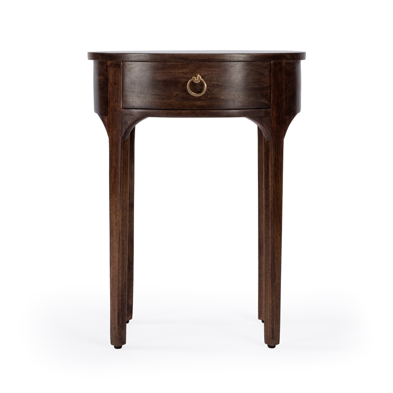Beaumont Lane Mid-Century Transitional Mango Wood End Table In Dark Brown