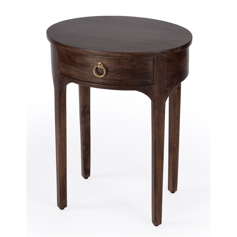 Beaumont Lane Mid-Century Transitional Mango Wood End Table In Dark Brown