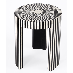 Beaumont Lane Transitional Bone Inlay Side Table In Black And White