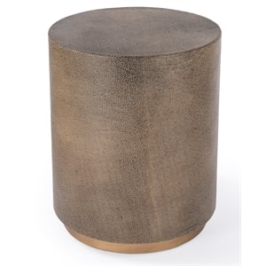 Beaumont Lane Contemporary Round Leather Accent Table In Gold