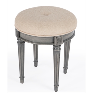 Beaumont Lane Wood Transitional Grey Upholstered Vanity Stool