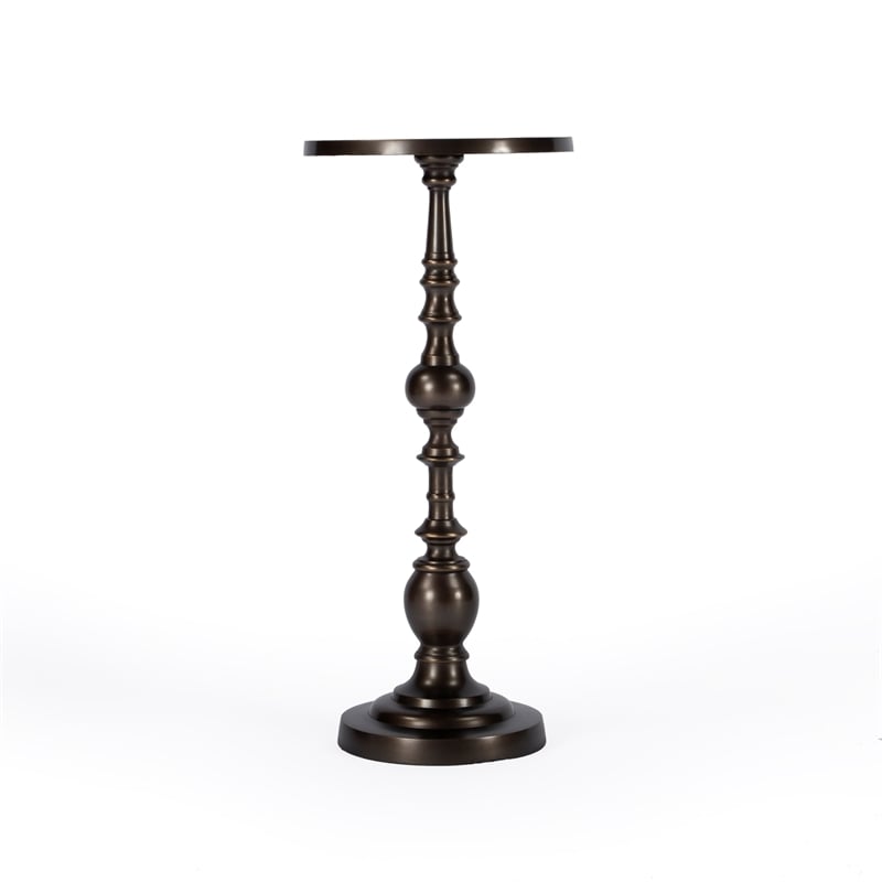 Beaumont Lane Transitional Round Bronze Aluminum Pedestal End Table
