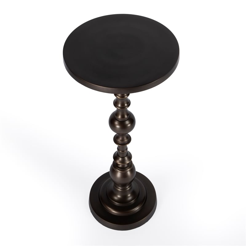 Beaumont Lane Transitional Round Bronze Aluminum Pedestal End Table