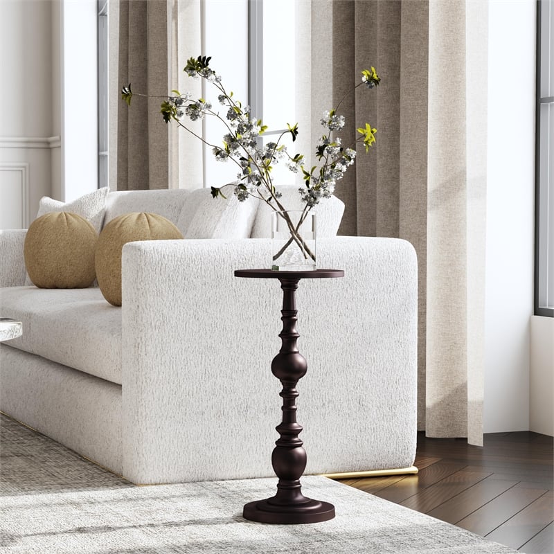 Beaumont Lane Transitional Round Bronze Aluminum Pedestal End Table