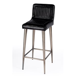 Beaumont Lane Contemporary Black Leather Bar Stool in Black Finish