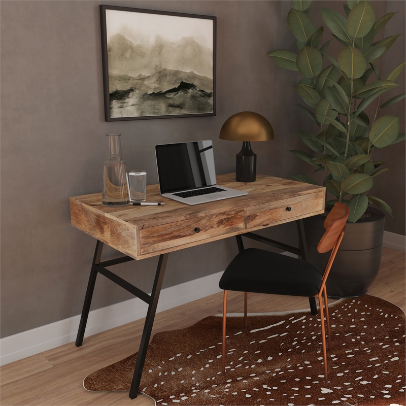 Beaumont Lane Modern Metal Mid-Century Wooden Brown Finish Desk