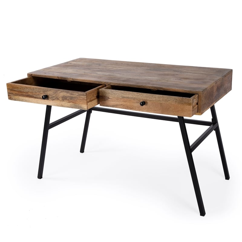 Beaumont Lane Modern Metal Mid-Century Wooden Brown Finish Desk