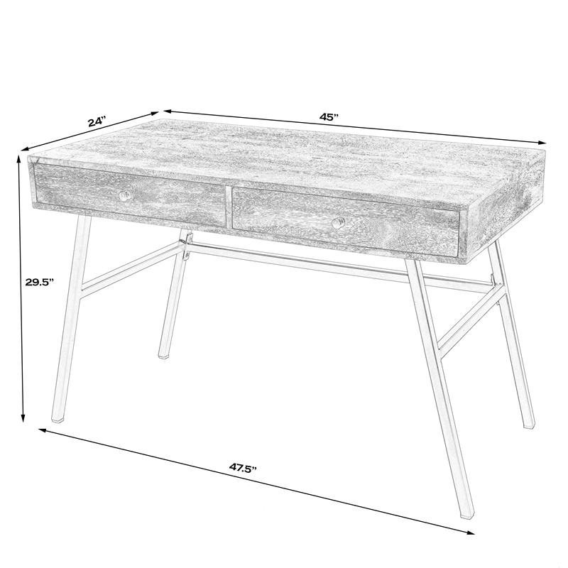 Beaumont Lane Modern Metal Mid-Century Wooden Brown Finish Desk