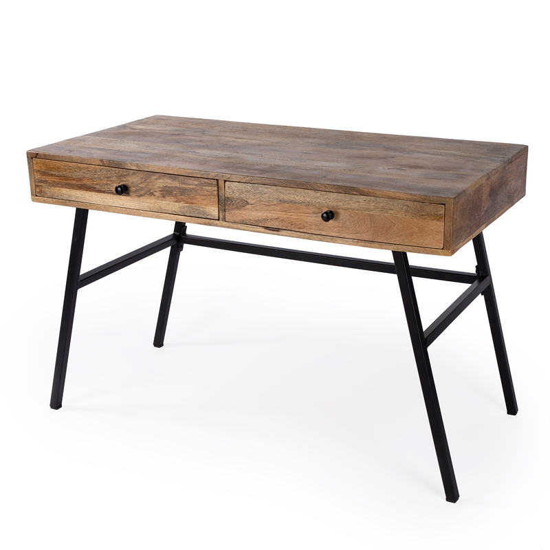 Beaumont Lane Modern Metal Mid-Century Wooden Brown Finish Desk