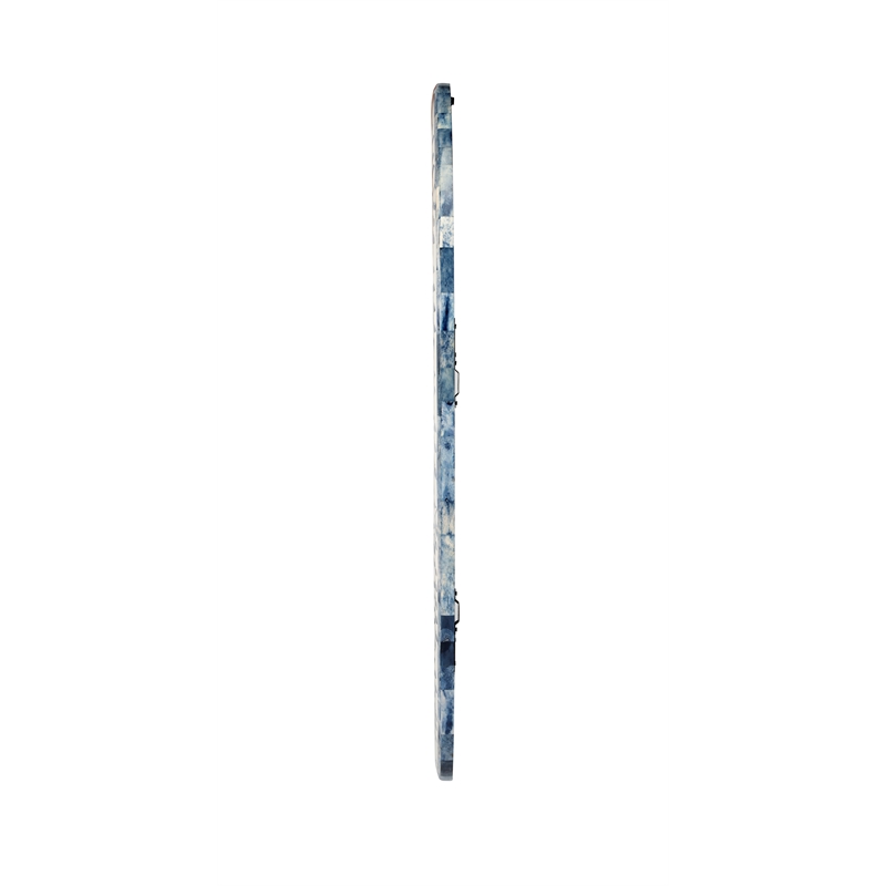 Beaumont Lane Wood Contemporary Blue And White Bone Inlay Mirror