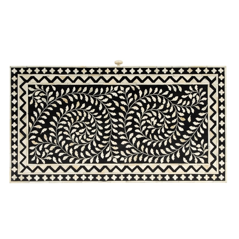 Beaumont Lane Modern Black And White Bone Inlay Writing Desk
