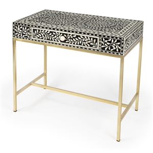 Beaumont Lane Modern Black And White Bone Inlay Writing Desk