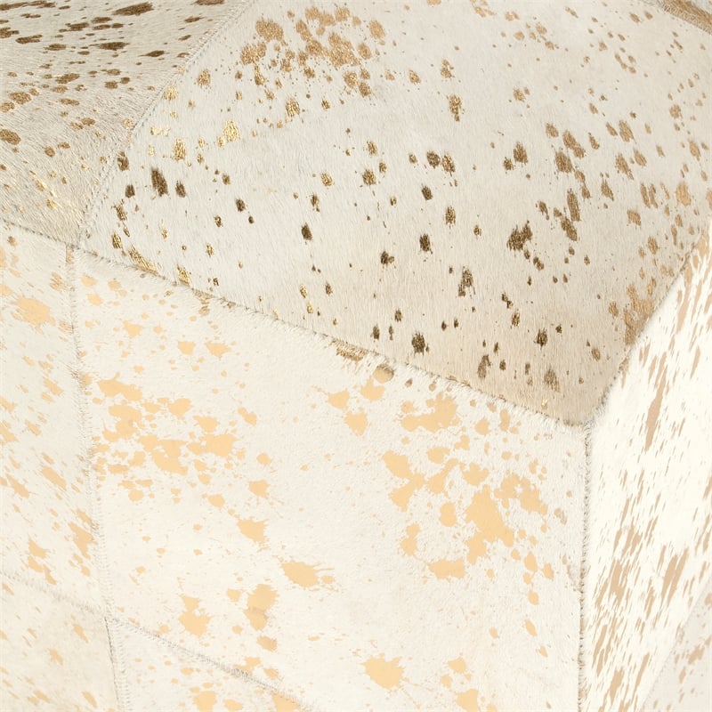 Beaumont Lane Transitional Hair on Hide with Gold Spots Ottoman