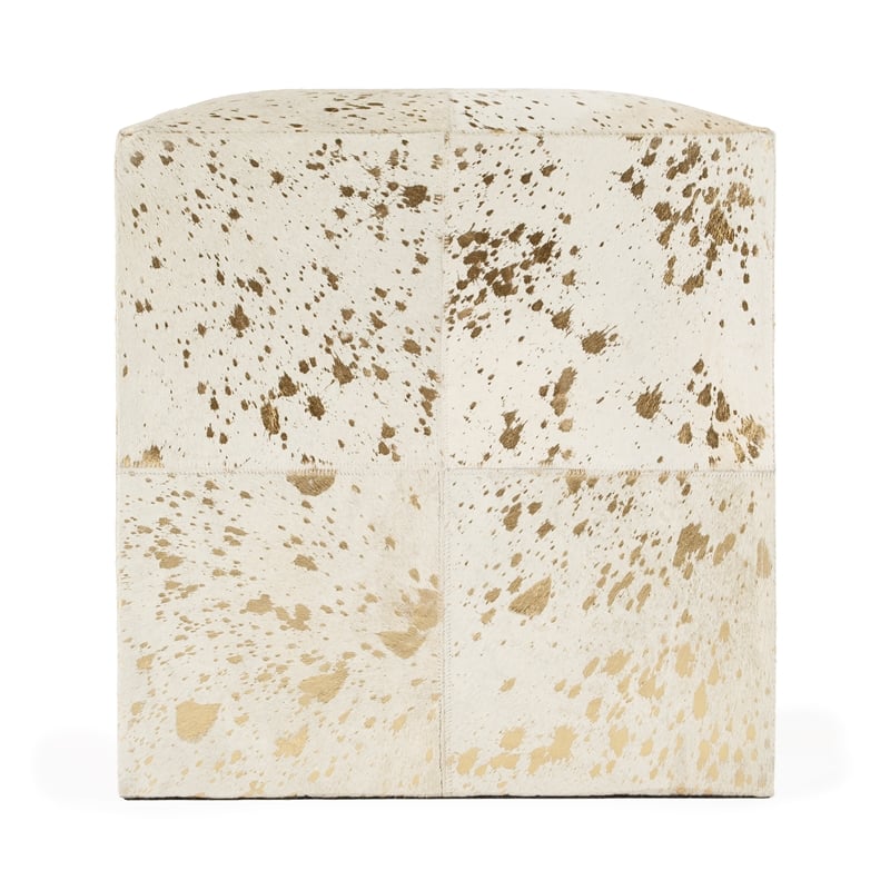 Beaumont Lane Transitional Hair on Hide with Gold Spots Ottoman