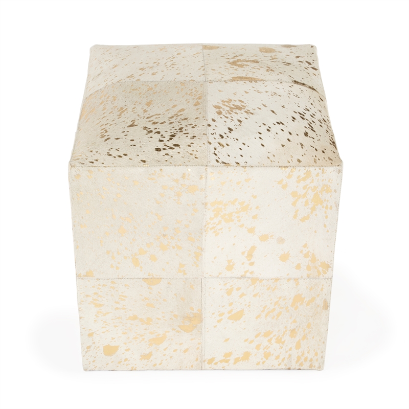 Beaumont Lane Transitional Hair on Hide with Gold Spots Ottoman