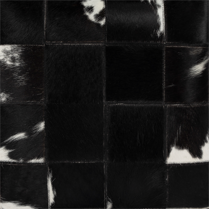 Beaumont Lane Contemporary Hair On Hide Black And White Ottoman