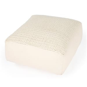 Beaumont Lane Modern Ivory Cotton & Wool Blend Wooven Pouffe