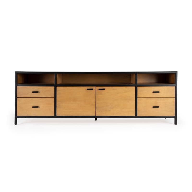 Beaumont Lane Contemporary Natural Wood And Iron Storage Tv Stand