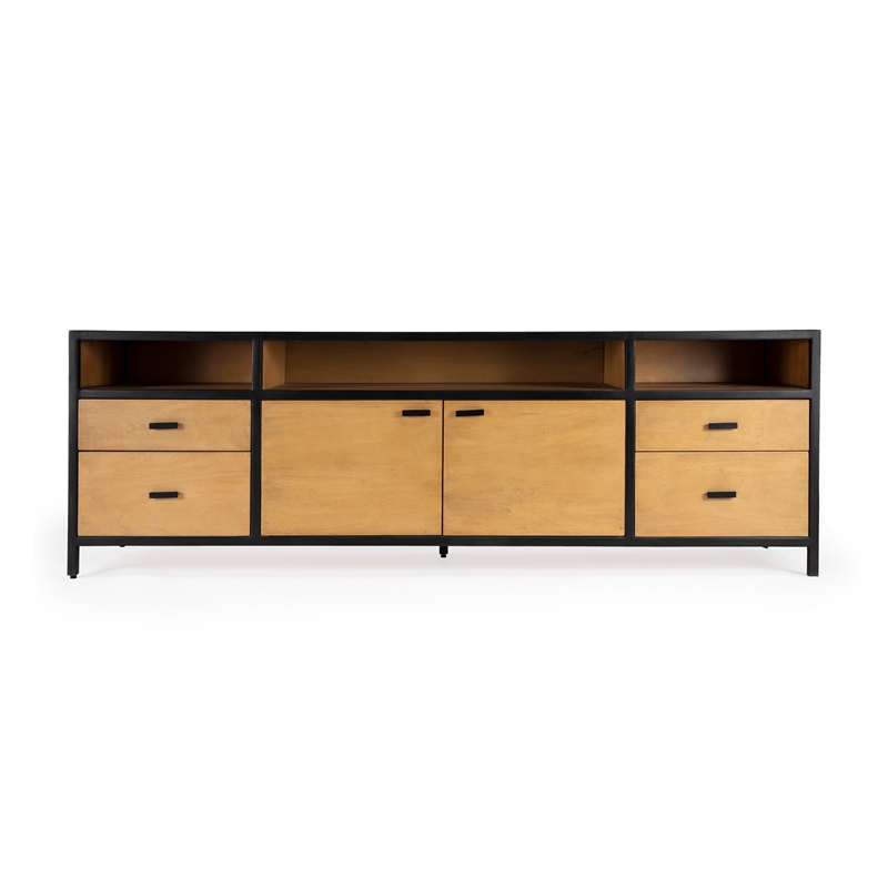 Beaumont Lane Contemporary Natural Wood And Iron Storage Tv Stand