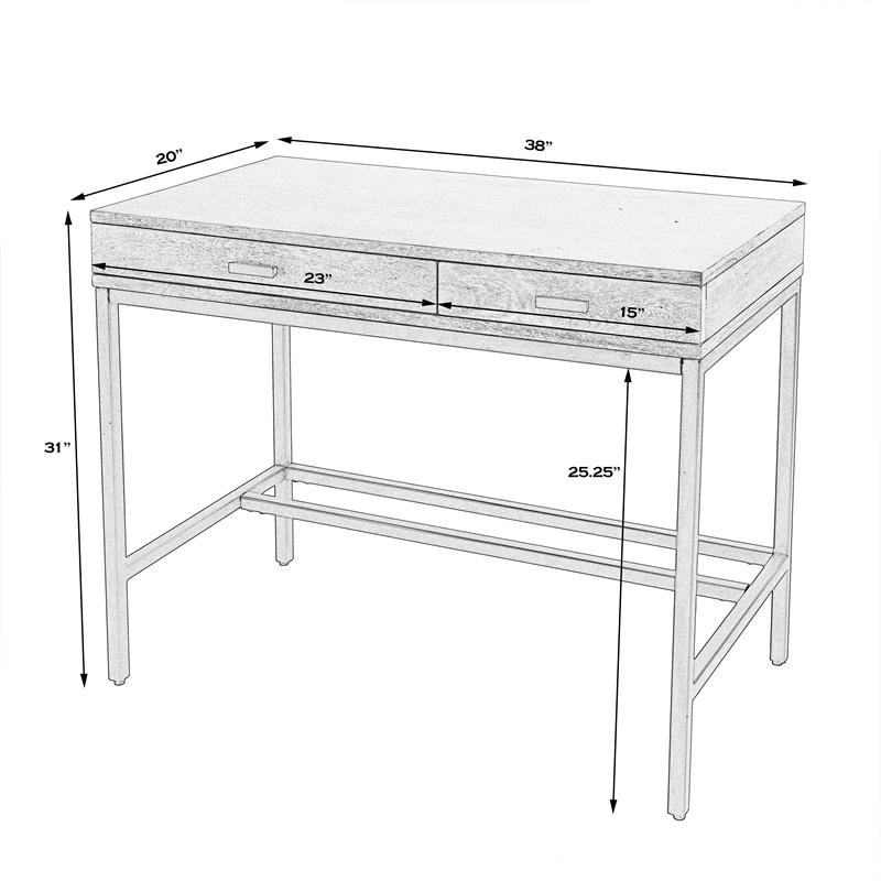 Beaumont Lane Contemporary 2-Drawer Natural Wood Writing Desk