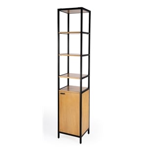 Beaumont Lane Modern Narrow Natural Wood And Iron 84&quot Etagere Bookcase