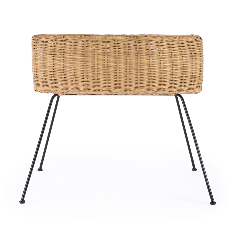 Beaumont Lane Modern Coastal Rattan End Table in Brown Finish