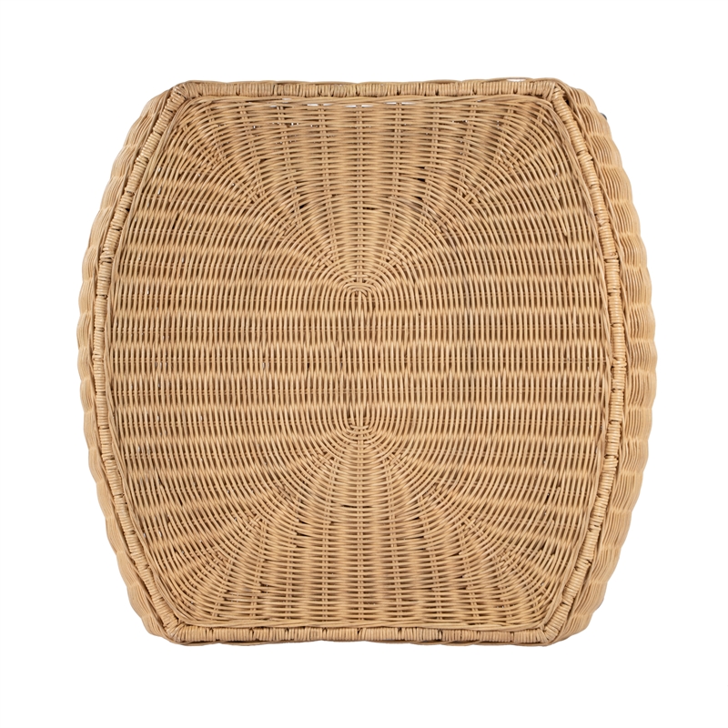 Beaumont Lane Modern Coastal Rattan End Table in Brown Finish