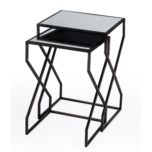 Beaumont Lane Metal Contemporary Mirrored Iron Nesting Tables