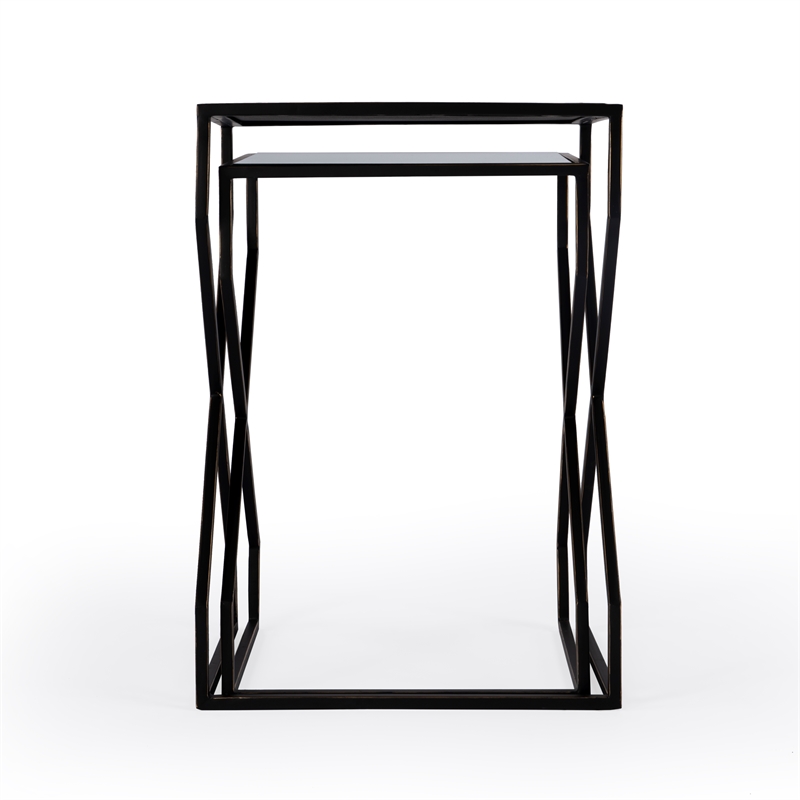 Beaumont Lane Metal Contemporary Mirrored Iron Nesting Tables